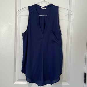 Lush Blue V-Neck Blouse